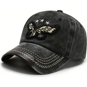 Kartal Nakışlı Vintage Eskitme Retro Model Pamuklu Kot Şapka