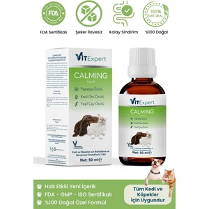Kedi ve Köpekler Için %100 Doğal Anti Stress Sakinleştirici ve Rahatlatıcı Calming Liquid Damla 50 ml