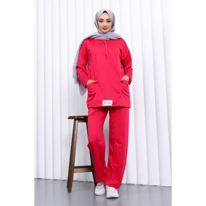 İmaj Butik KOYU FUŞYA Önü Etiketli İki İplik Tesettür Takım