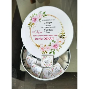 Öğretmenler Günü Bahar Çiçekleri Hediye Metal Kutuda Çikolata - 40 Adet