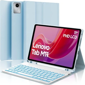 M.TK Moveteck Lenovo Tab M11 TB330FU 11 Inç Uyumlu Tablet Klavyeli Kılıf Kablosuz Bluetooth Kalem Bölmeli Q Türkçe