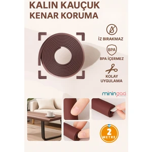 Miningaa 2 Metre + 4 Adet Köşe Koruyuculu Esnek ve Yumuşak Kauçuk Kahverengi Renk Kenar Koruyucu