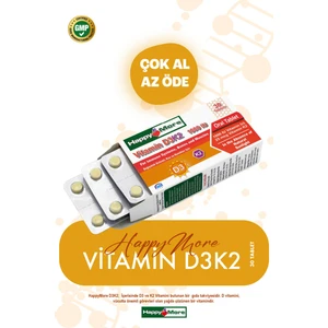 HappyMore Vitamin D3 ve Vitamin K2 İçeren 30 Tablet Takviye Edici Gıda