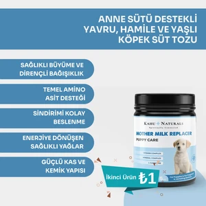 Kahu Naturals Puppy Care Milk Replacer, Anne Sütü Destekli Yavru ve Hamile Köpek Süt Tozu, 200 gr