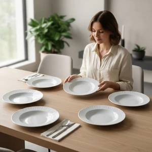 Güral Porselen Sembol 6 Parça 22 cm Çukur Yemek Tabağı