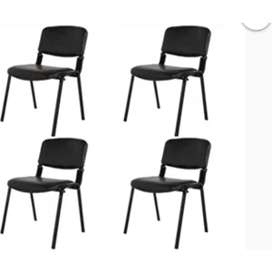 Ofis Plus Form Ofis Bekleme Sandalyesi 4 Adet Suni Deri Siyah Form