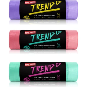 Ekstra Güçlü Renkli Büzgülü Çöp Poşeti Orta 3'lü Paket 10'lu 55x60 cm, Sızdırmaz Dayanıklı, Kolay Bağlama, Çöp Torbası, Ev, Ofis, Restoran
