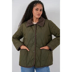 Kadın Kapitone Oversize Mont 5226 - Haki Kahve