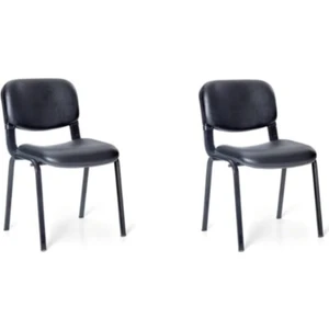 Ofis Plus 2 Adet Siyah Suni Deri Form Sandalye
