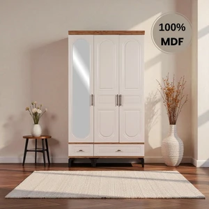 Slope 3 Kapaklı Mdf Ayaklı Tasarım Country Gardırop