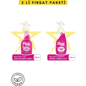 The Pink Stuff Mucizevi Oxi Leke Çıkarıcı Sprey 500 ml + Mucizevi Banyo Köpük Temizleyici 750 ml