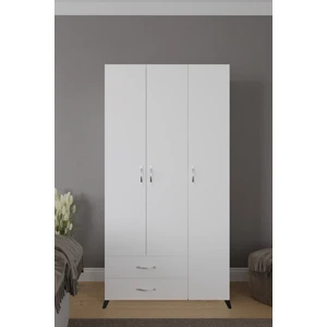 Mavera 3  Kapaklı 2 Çekmeceli Gardrop, Beyaz, 90 cm