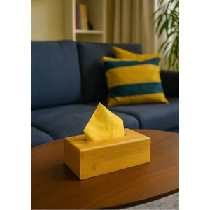 Golden Era (Masa Üstü Bambu Peçetelik, 23 cm Masaüstü Peçete Kutusu, Bambu Kağıt Mendil Kutusu)