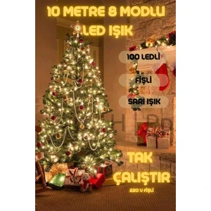Yılbaşı Şeffaf Kablolu 8 Fonksiyonlu LED Lamba (10 Metre)