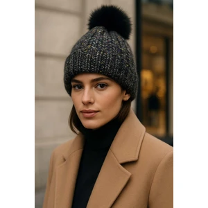 Ponpon Detay Kadın Bere RKŞ-1142 Siyah