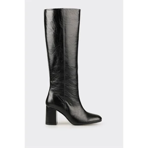 Siyah Deri Kadın Çizme