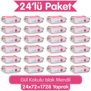 Gül Kokulu Islak Mendil 24X72 Li Koli (1728 Yaprak)
