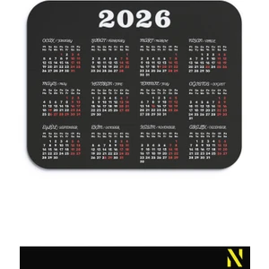 2026 Takvimli Siyah Renkli Ergonomik Mouse Pad - 23 cm X19 cm - Kaydırmaz Taban Ev ve Ofis Kullanımı Için Ideal Fare Altlığı Mousepad