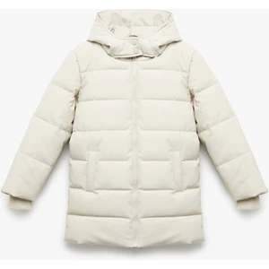 Uzun Kollu Fermuarlı Cepli Içi Suni Kürklü Kapşonlu Uzun Şişme Mont