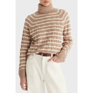 Tommy Hilfiger Örgülü Yünlü Relaxed Fit Balıkçı Yaka Kazak Bayan Kazak WW0WW46791 0AJ