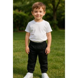 Erkek Çocuk %100 Pamuk Beli ve Paçası Lastikli Eşofman Altı - Siyah (2-3 Yaş 8-9 Yaş)