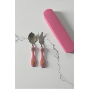 Çocuk Çatal-Kaşık Seti-Kutulu/ Pembe