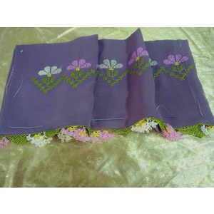 El Emeği Iğne Oyalı Namaz Örtüsü Çeyizlik Mevlit Başörtüsü Krep Kumaş