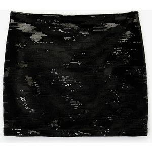 Slim Fit Pullu Payetli Abiye Mini Etek