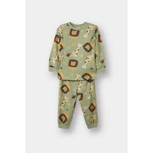 Erkek Bebek Pijama Takımı Safari Baskılı Uzun Kollu Penye Üst Uzun Alt G4402A525WN