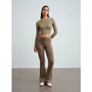 71891 Beli Lastikli Ispanyol Paça Eşofman-Açık Haki