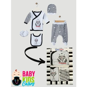 Baby Kids Colors Kutulu Yeni Doğan Bebek Zıbın Takımı 5 Parça %100 Pamuk