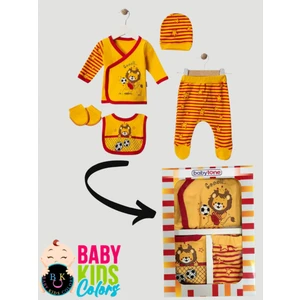 Baby Kids Colors Kutulu Yeni Doğan Bebek Zıbın Takımı 5 Parça %100 Pamuk