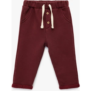 Şardonlu Duble Paça Düğmeli Bağcıklı Eşofman Altı