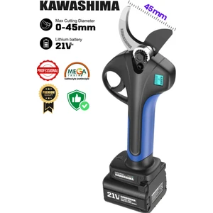 45MM Akülü Budama Makası  Japon Malı 21 Volt 4 Ah Çift Bataryalı Bel Taşımalı