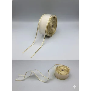 Duck Hoby 5 Metre Organze Kurdele 4 cm Genişlik, Simli Organze Kurdele, Paket Kurdele, Bohça Kurdele, Süsleme