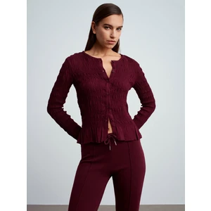 50926 Düğmeli Gipeli Top-Bordo