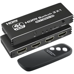 HDMI Dağıtıcı 4K/120Hz/3D  3 Giriş 1 Çıkış HDMI Switcher Düğmesi HDMI Splitter Anahtarı Kumandalı Yeni nesil Ce Lisanslı Orjinal