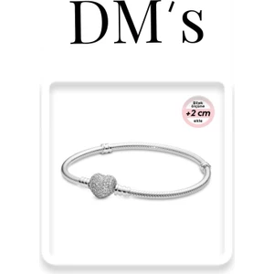 DMs Silver Taşlı Kalpli Gümüş Bileklik