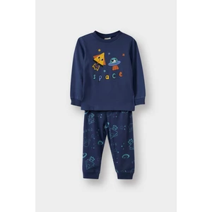 Erkek Bebek Pijama Takımı Uzay Baskılı Uzun Kollu Penye Üst Uzun Alt G4401A525WN