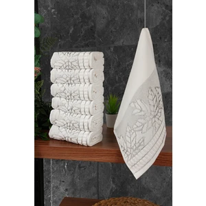 İhvan Online Çınar Jakarlı 6’lı Kadife Pamuklu El ve Yüz Havlu Seti 30X50 cm - 00434 - Gümüş
