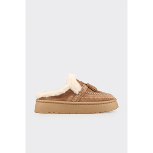 Naturel Deri Kadın Sabo