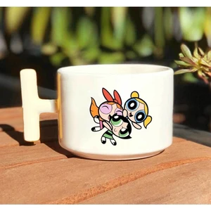 Powerpuff Girls Toplu Baskılı Beyaz T Kulp Kupa Bardak