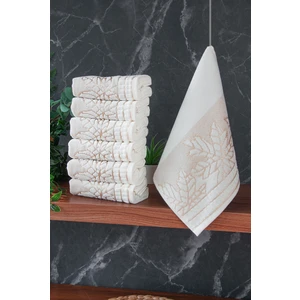 İhvan Online Çınar Jakarlı 6’lı Kadife Pamuklu El ve Yüz Havlu Seti 30X50 cm - 00434- Gold