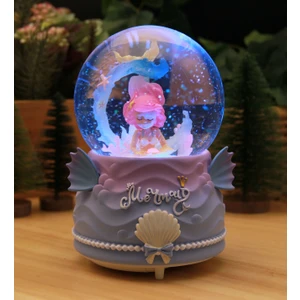 Hediye Biziz Mermaid Deniz Kızı Kar Motorlu, Işıklı ve Müzikli Mega Boy Kar Küresi