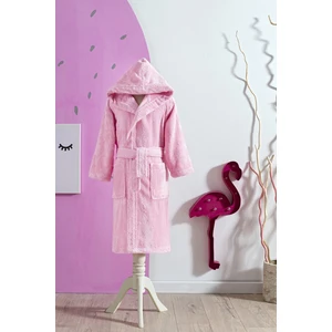 Ashley Pembe Kapüşonlu Bambu Kız Çocuk Bornozu