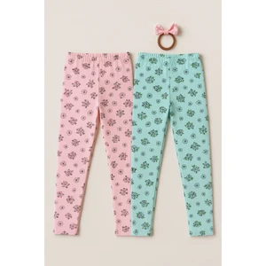 2'li Kışlık Şardonlu Baskılı Çocuk Tayt Seti - Sıcak ve Esnek