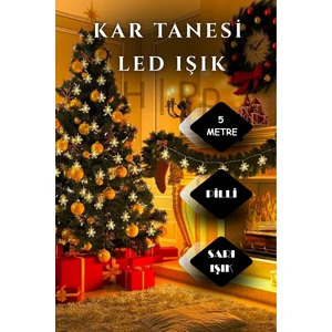 Kar Tanesi Led,  5 Metre 28 LED Pilli Gün Işığı Kristal LED