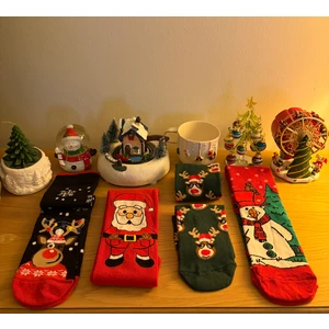 Al Bi 90Lık Karışık Renkli Unisex Yılbaşı Temalı Çorap 4'lü Set