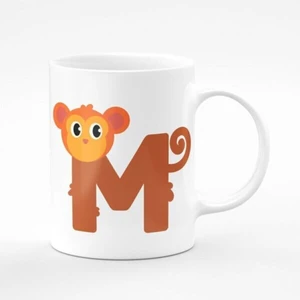 Beyaz M Harfli Çocuklar Için Baskılı Kupa