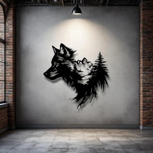 Kurt Silüetli Doğa Temalı Metal Duvar Dekoru – Güç ve Özgürlüğün Sembolü